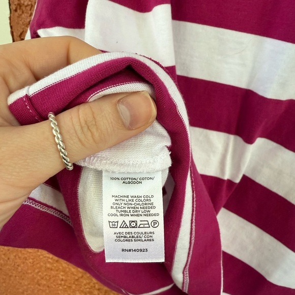 Women’s Loft Striped Jersey Tee White and Magenta Size Small 100% Cotton - Picture 5 of 5